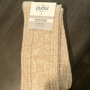 Cream colored sweater socks
